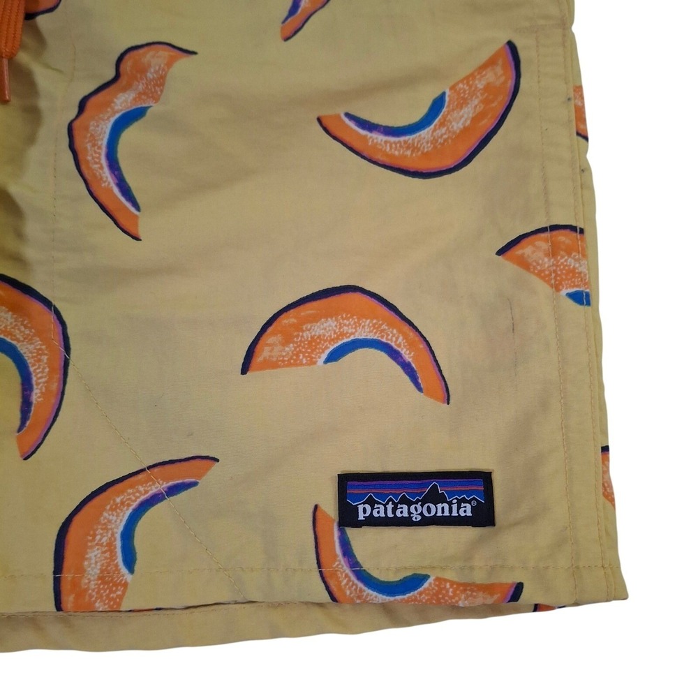 Patagonia Baggies Shorts Mens Small Yellow Melon Slice orange Drawstring - Picture 7 of 11